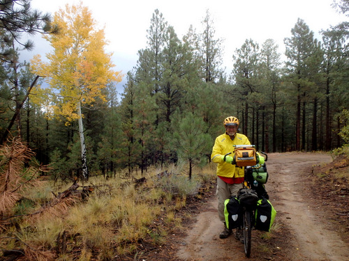 GDMBR: We were ready to go, we walked the bike to the main forest road.